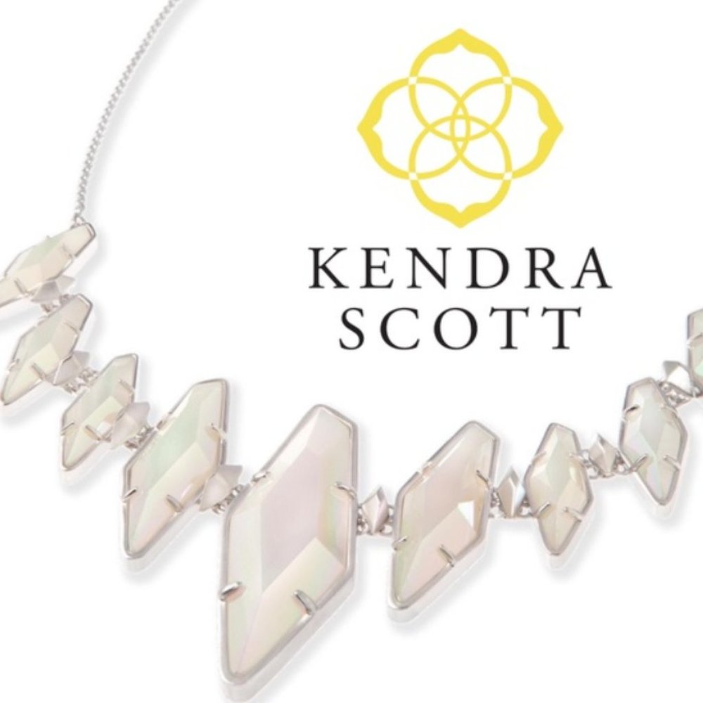 Kendra Scott's "Berniece Necklace in Iridescent White Banded Agate, NWOT